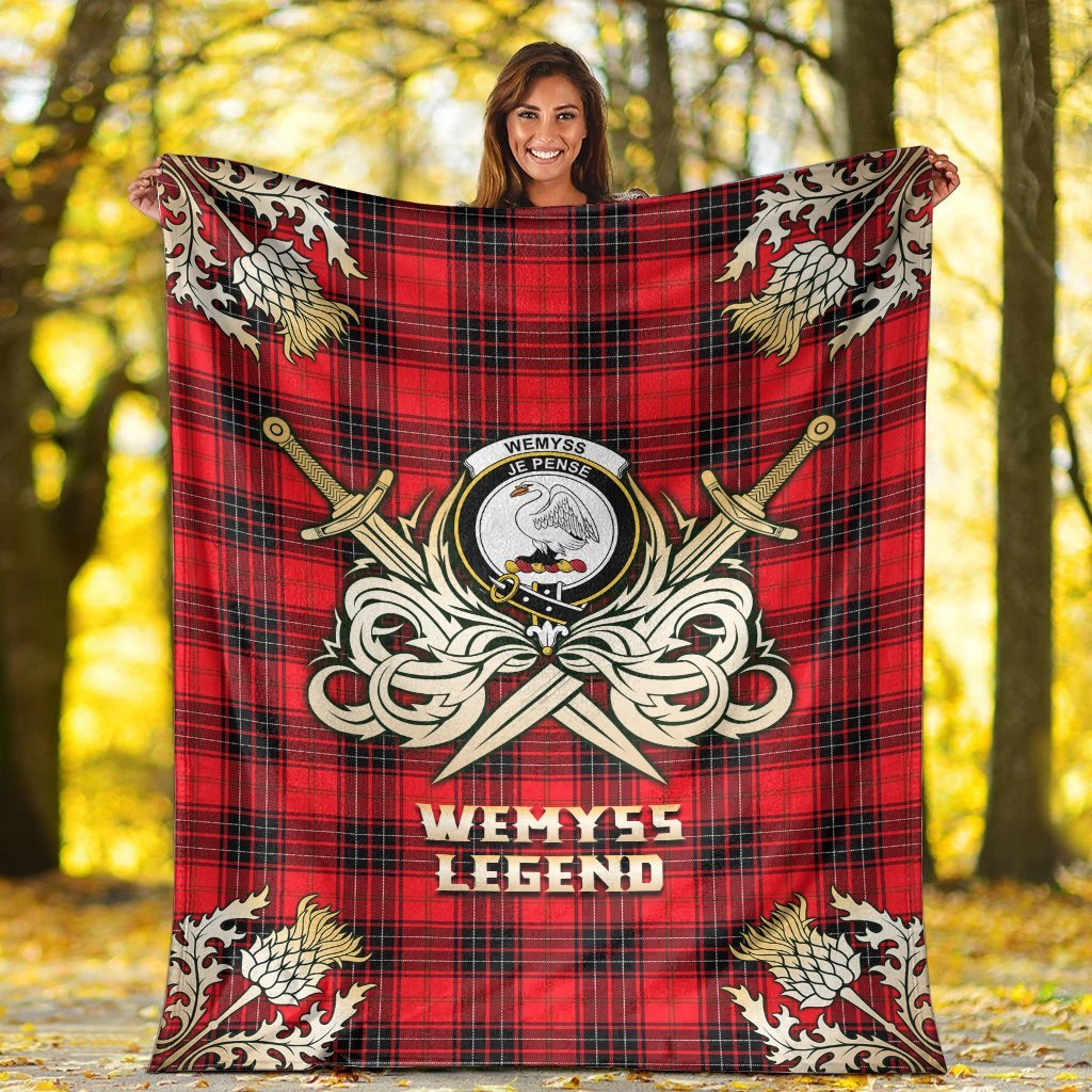 Wemyss Modern Tartan Gold Courage Symbol Blanket