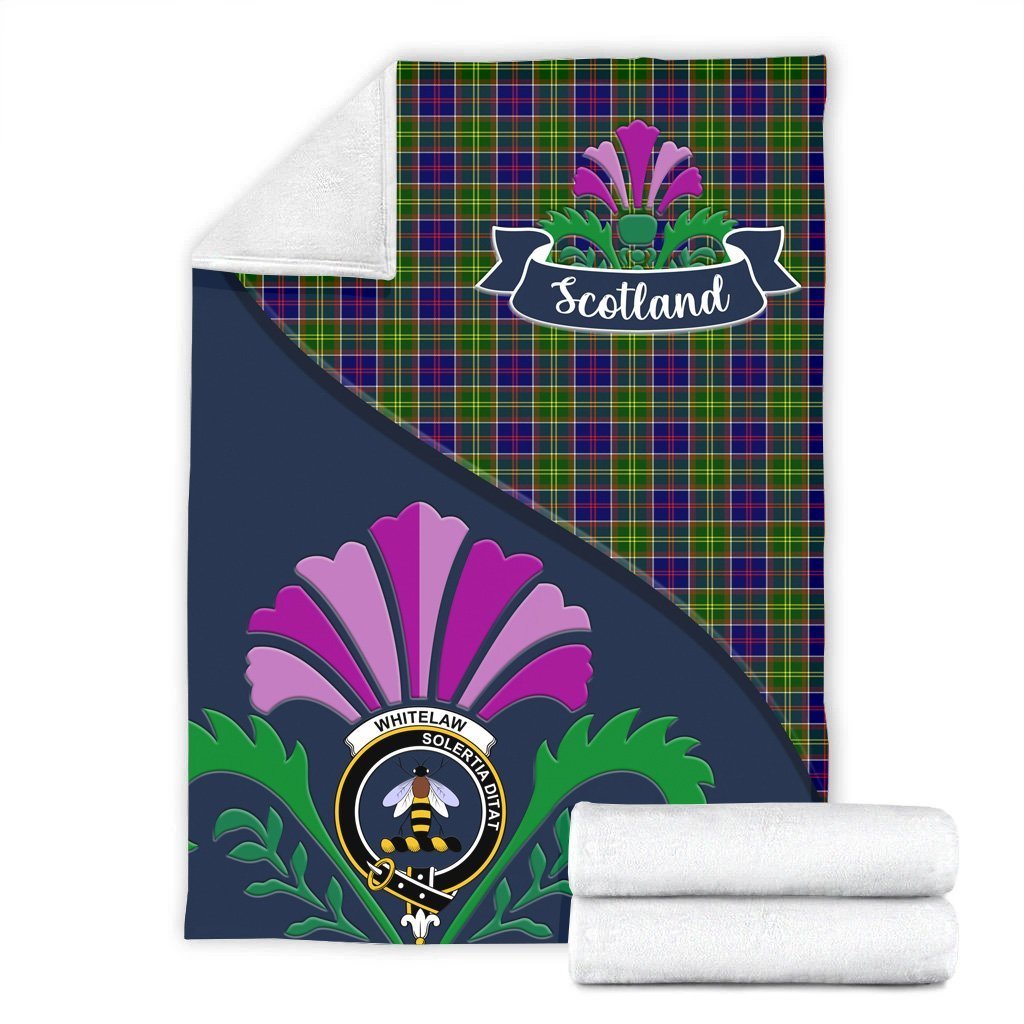 Whitelaw Tartan Crest Premium Blanket - Thistle Style