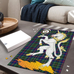 Wood Modern Tartan Crest Unicorn Scotland Jigsaw Puzzles