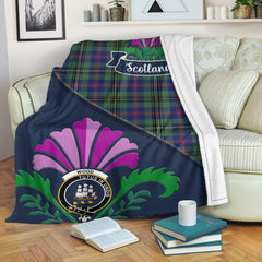 Wood Tartan Crest Premium Blanket - Thistle Style