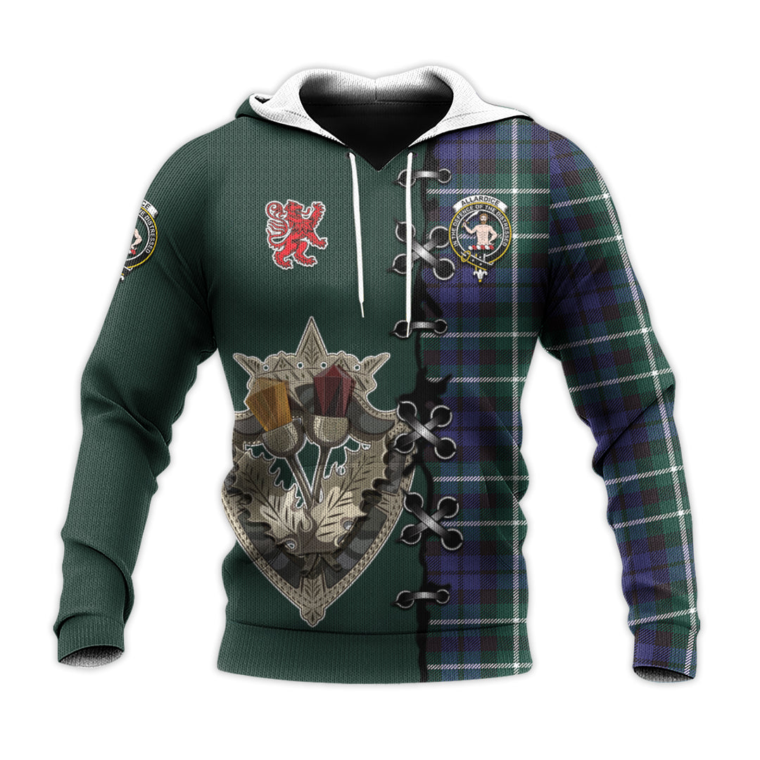 Allardice Tartan Hoodie - Lion Rampant And Celtic Thistle Style