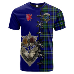 Arbuthnot Modern Tartan T-shirt - Lion Rampant And Celtic Thistle Style