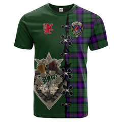 Armstrong Modern Tartan T-shirt - Lion Rampant And Celtic Thistle Style