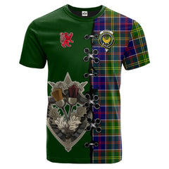 Arnott Tartan T-shirt - Lion Rampant And Celtic Thistle Style
