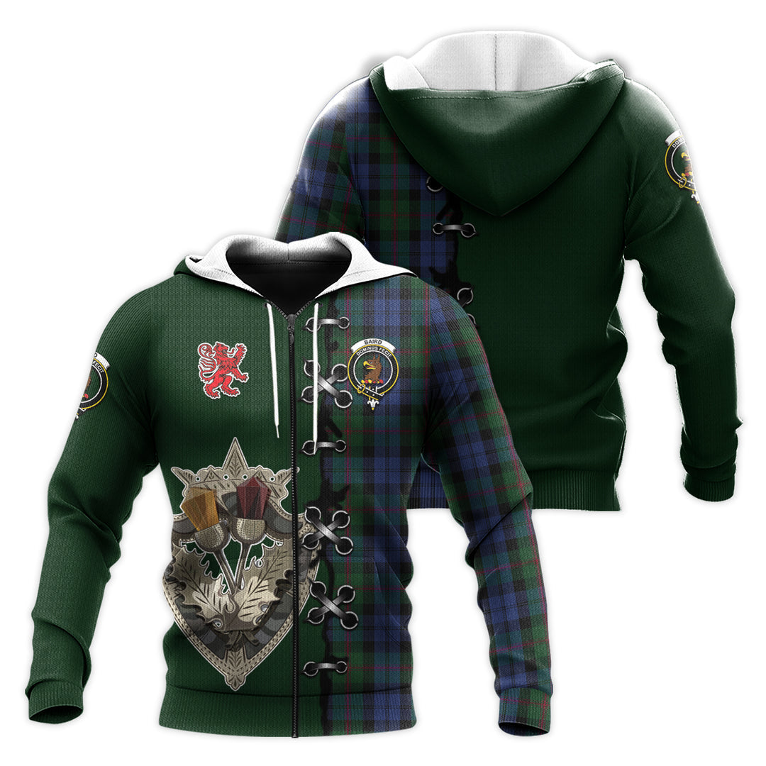 Baird Tartan Hoodie - Lion Rampant And Celtic Thistle Style