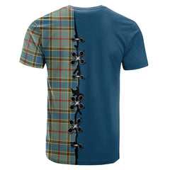 Balfour Blue Tartan T-shirt - Lion Rampant And Celtic Thistle Style