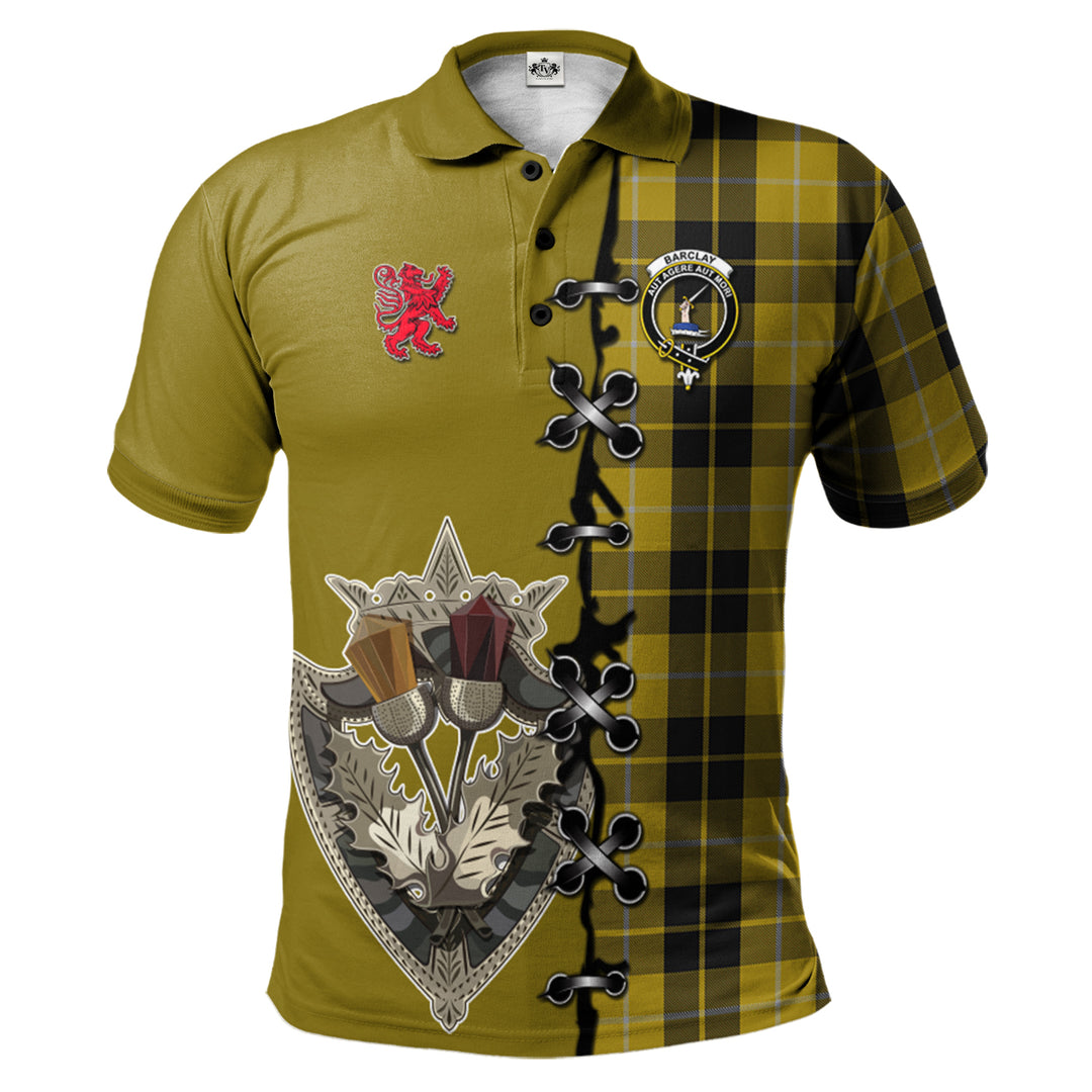 Barclay Dress Tartan Polo Shirt - Lion Rampant And Celtic Thistle Style