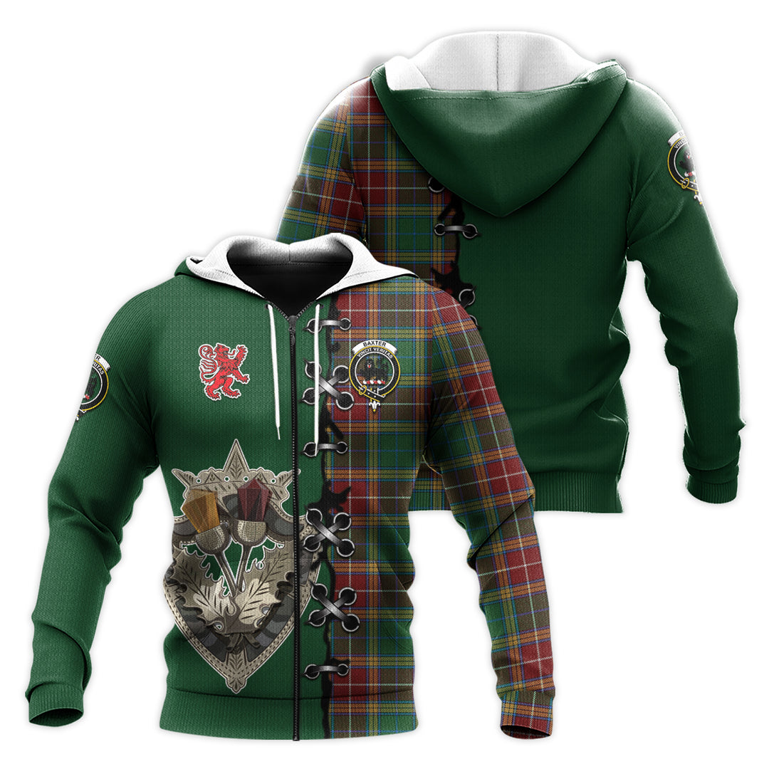 Baxter Tartan Hoodie - Lion Rampant And Celtic Thistle Style