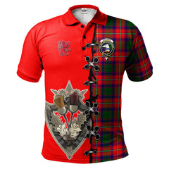 Belshes Tartan Polo Shirt - Lion Rampant And Celtic Thistle Style