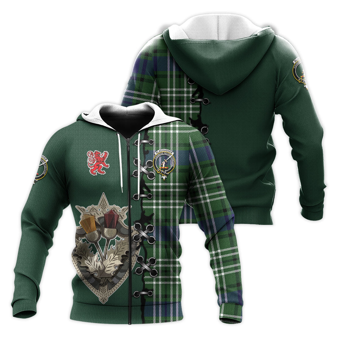 Blackadder Tartan Hoodie - Lion Rampant And Celtic Thistle Style