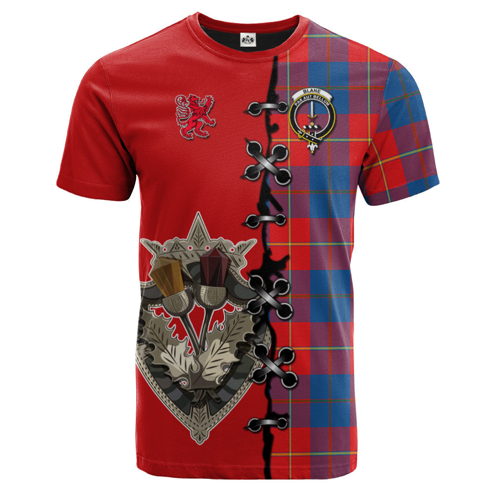 Blane Tartan T-shirt - Lion Rampant And Celtic Thistle Style