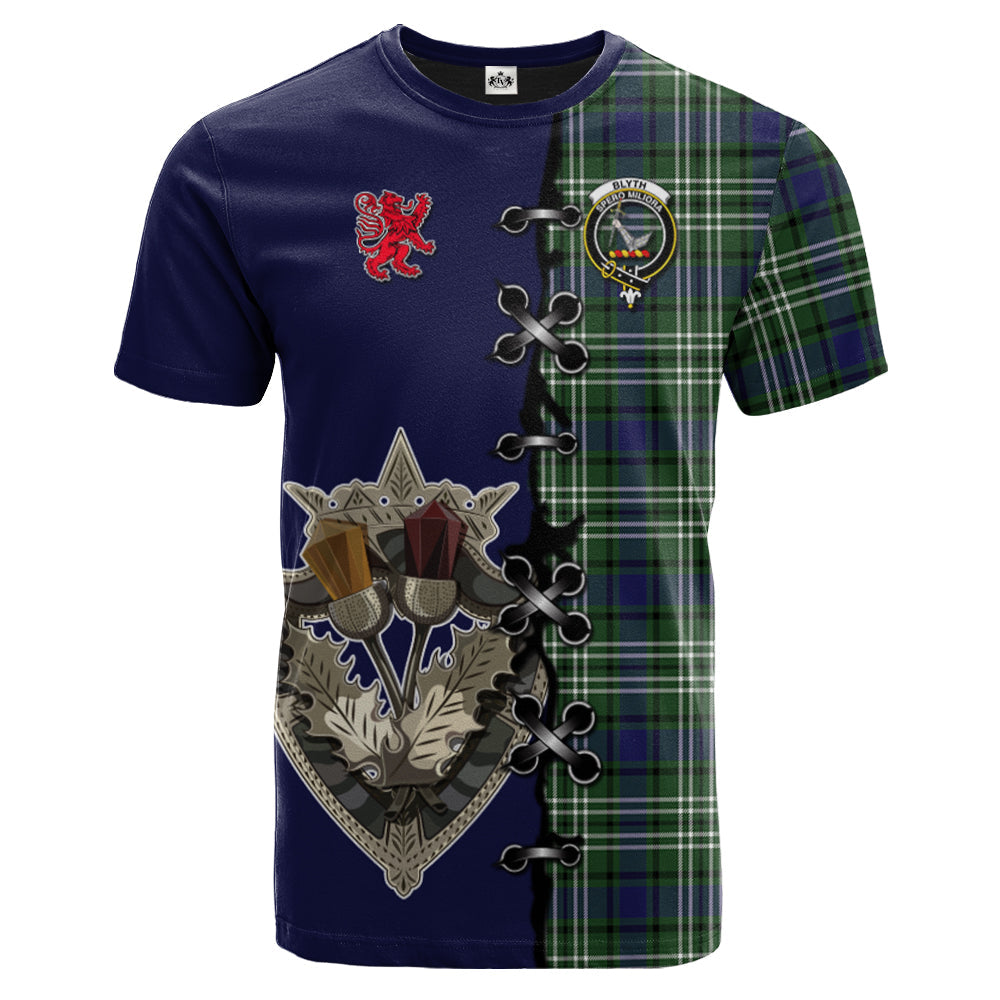 Blyth Tartan T-shirt - Lion Rampant And Celtic Thistle Style