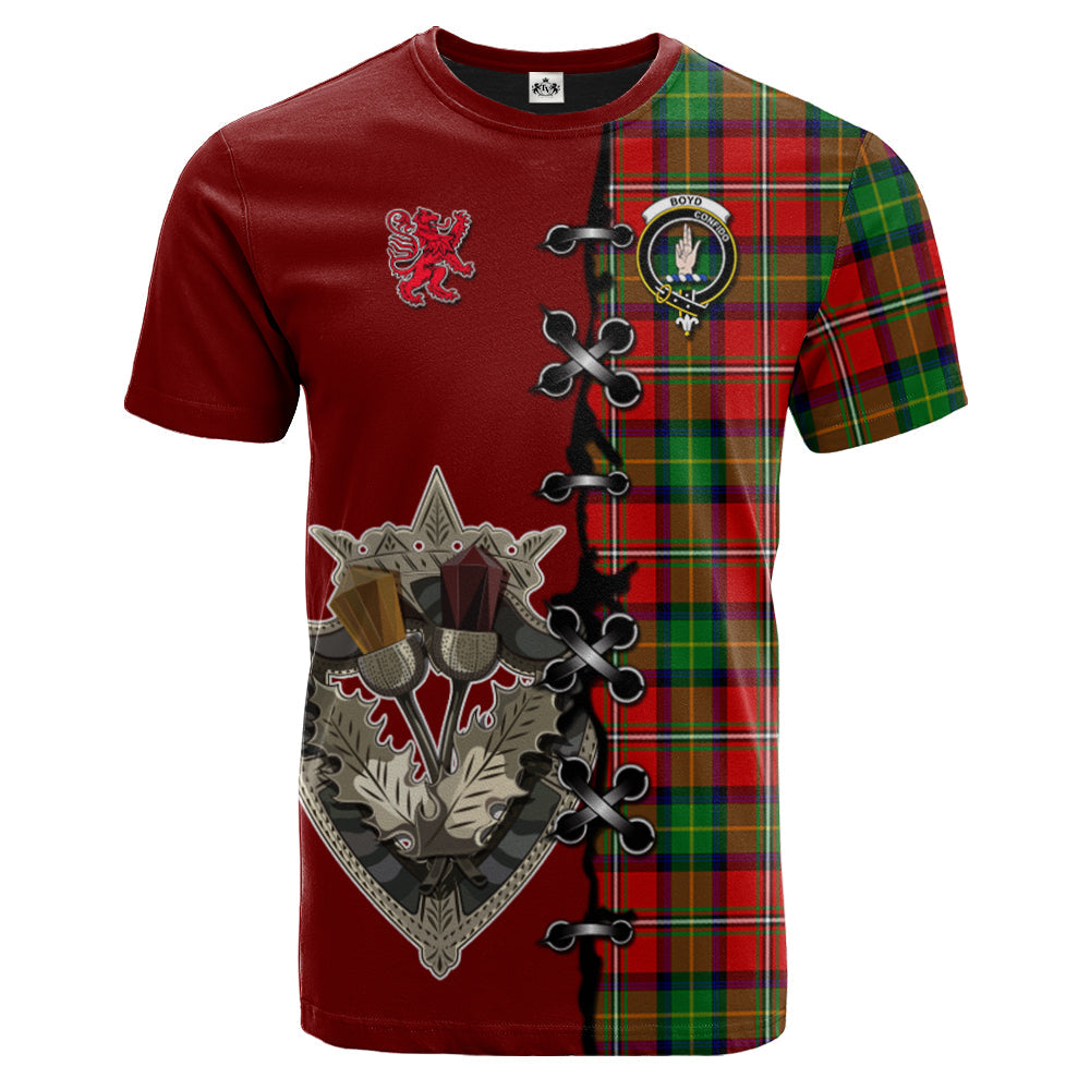 Boyd Modern Tartan T-shirt - Lion Rampant And Celtic Thistle Style