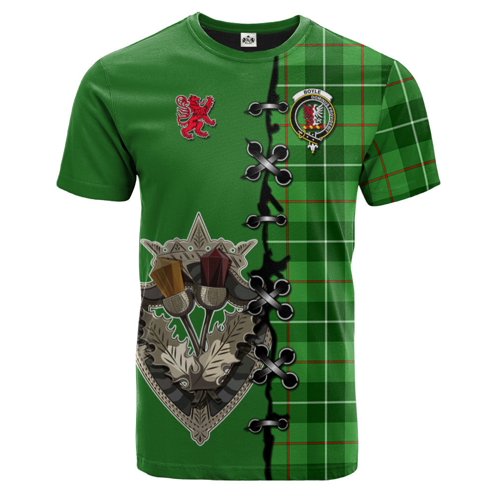 Boyle Tartan T-shirt - Lion Rampant And Celtic Thistle Style
