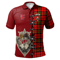 Brodie Modern Tartan Polo Shirt - Lion Rampant And Celtic Thistle Style