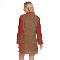 Bruce Ancient Tartan Women's Lapel Shirt Dress With Long Sleeve