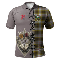 Buchanan Dress Tartan Polo Shirt - Lion Rampant And Celtic Thistle Style
