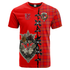 Burnett Modern Tartan T-shirt - Lion Rampant And Celtic Thistle Style