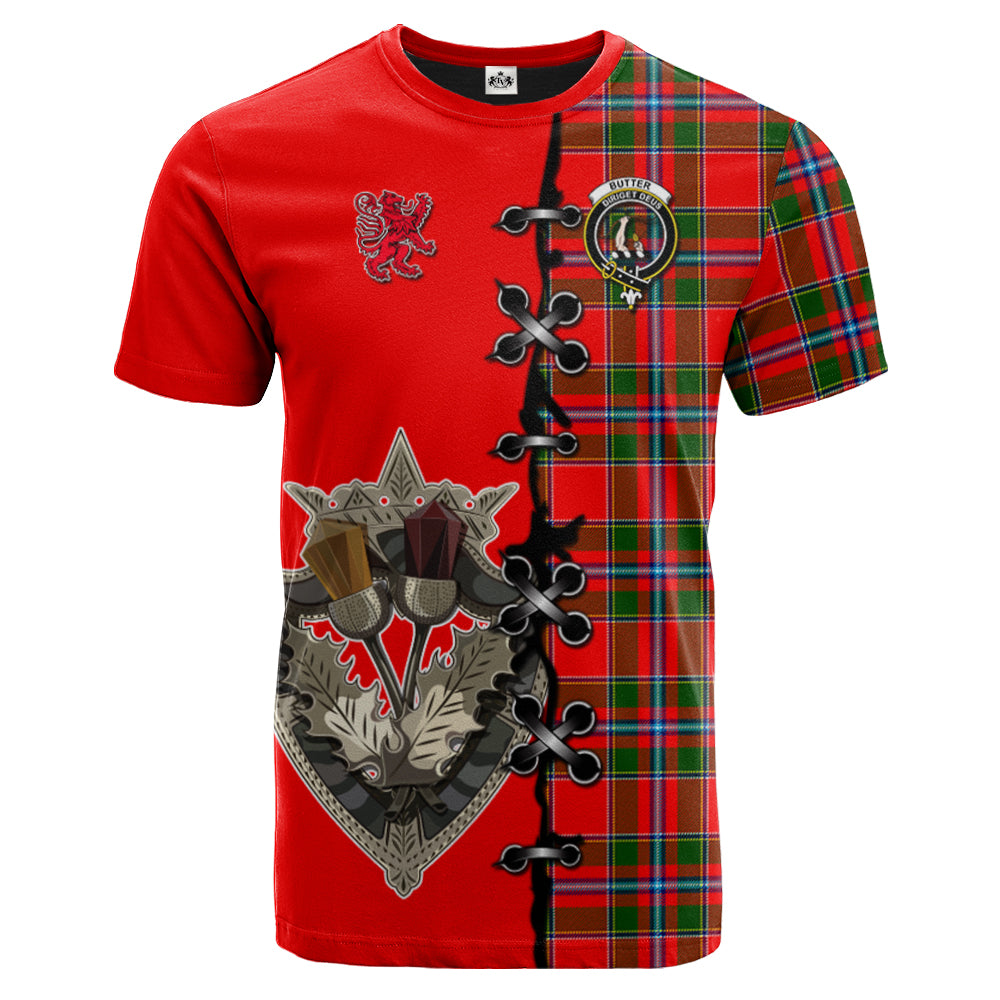 Butter Tartan T-shirt - Lion Rampant And Celtic Thistle Style