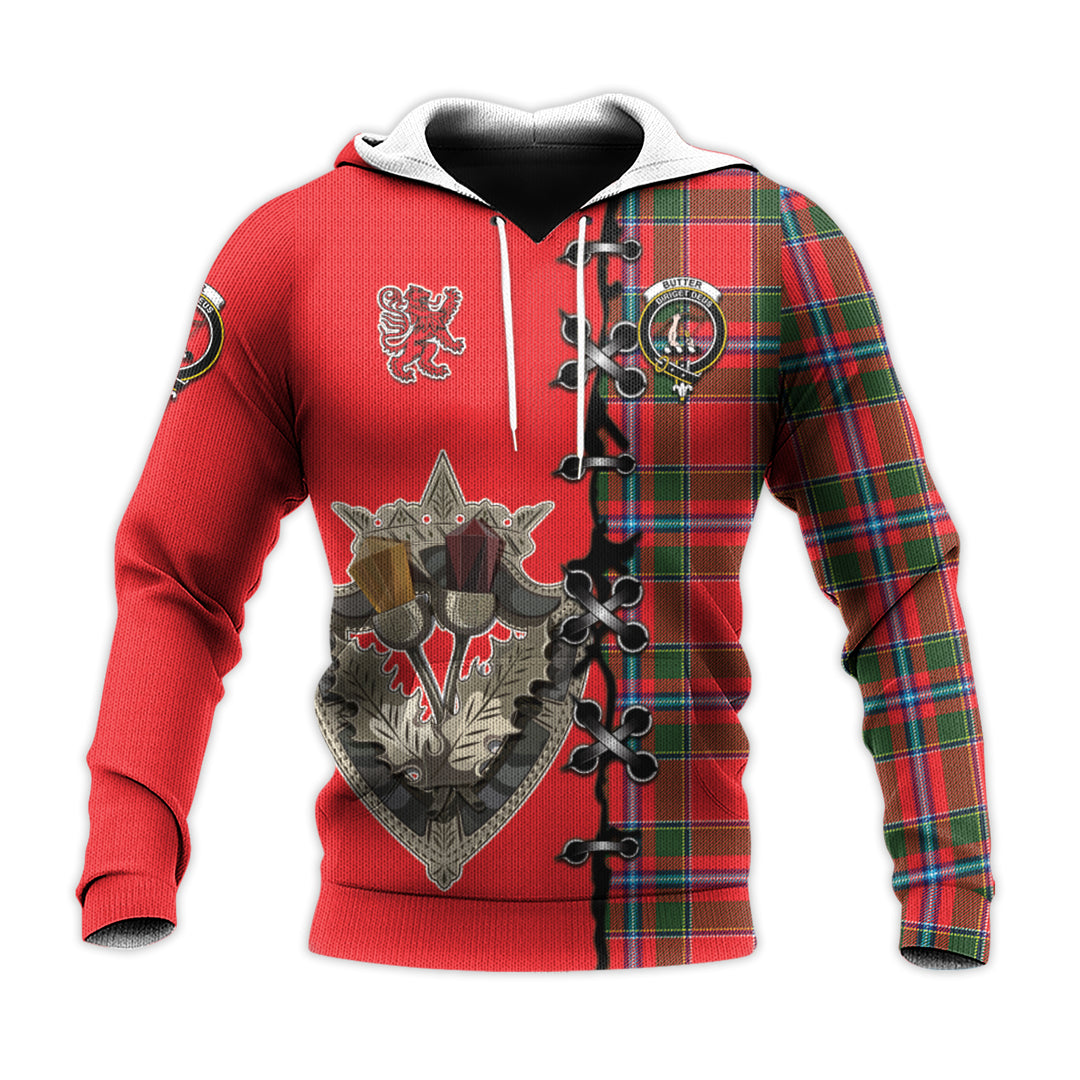 Butter Tartan Hoodie - Lion Rampant And Celtic Thistle Style