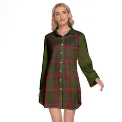 Cairns Tartan Women's Lapel Shirt Dress With Long Sleeve