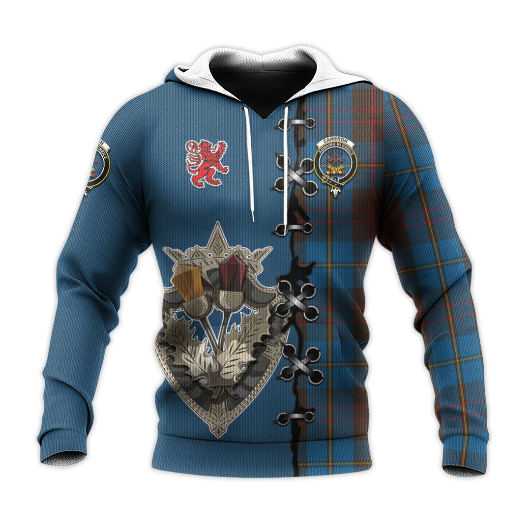 Cameron Hunting Tartan Hoodie - Lion Rampant And Celtic Thistle Style