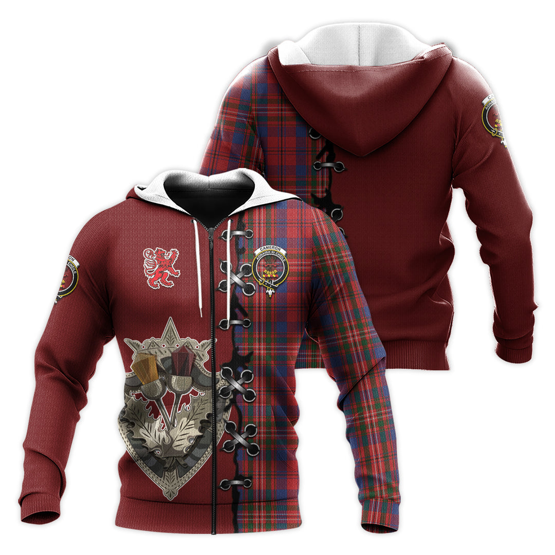 Cameron of Locheil Tartan Hoodie - Lion Rampant And Celtic Thistle Style