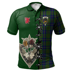 Cameron of Lochiel Hunting Tartan Polo Shirt - Lion Rampant And Celtic Thistle Style