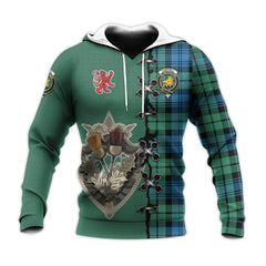 Campbell Ancient 01 Tartan Hoodie - Lion Rampant And Celtic Thistle Style