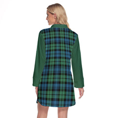 Campbell Ancient 01 Tartan Women's Lapel Shirt Dress With Long Sleeve