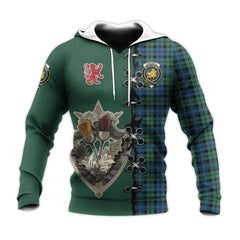 Campbell Ancient 02 Tartan Hoodie - Lion Rampant And Celtic Thistle Style