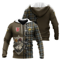 Campbell Argyll Weathered Tartan Hoodie - Lion Rampant And Celtic Thistle Style