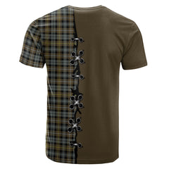 Campbell Argyll Weathered Tartan T-shirt - Lion Rampant And Celtic Thistle Style