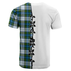 Campbell Dress Tartan T-shirt - Lion Rampant And Celtic Thistle Style