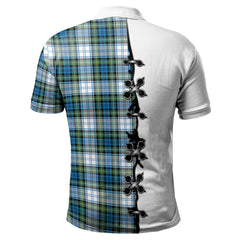 Campbell Dress Ancient Tartan Polo Shirt - Lion Rampant And Celtic Thistle Style