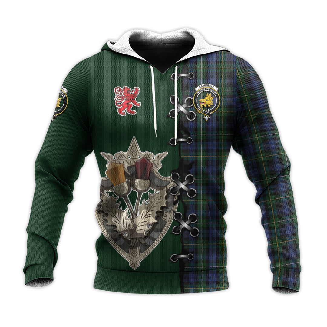 Campbell of Argyll 01 Tartan Hoodie - Lion Rampant And Celtic Thistle Style