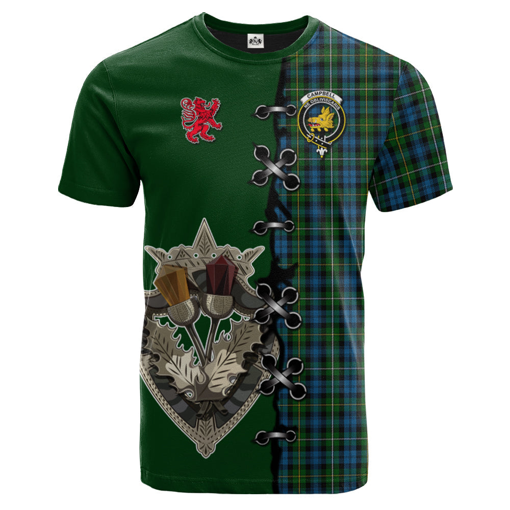 Campbell of Argyll 02 Tartan T-shirt - Lion Rampant And Celtic Thistle Style