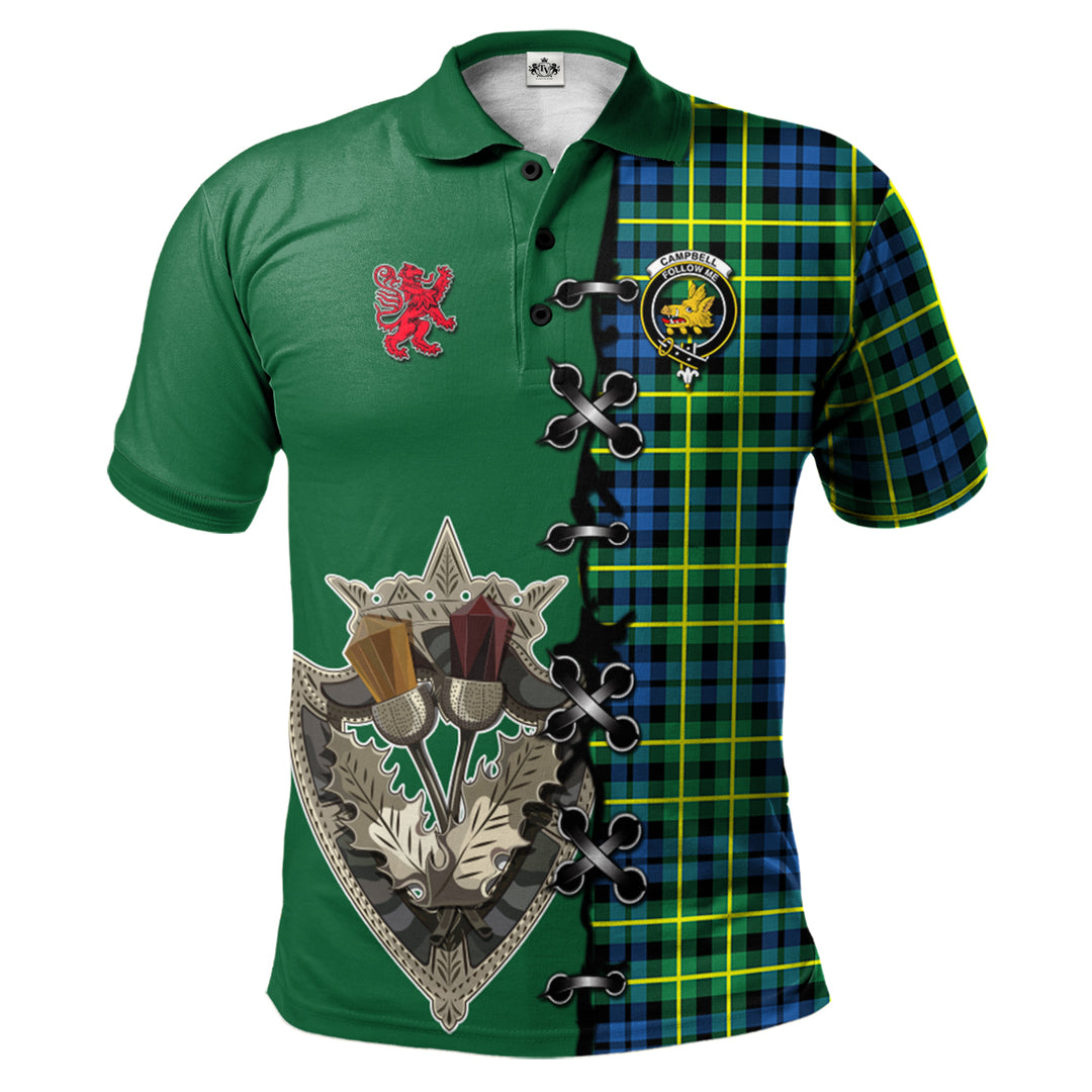 Campbell of Breadalbane Ancient Tartan Polo Shirt - Lion Rampant And Celtic Thistle Style