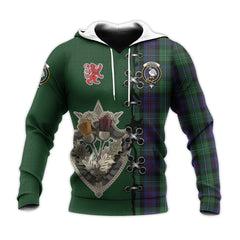 Campbell of Cawdor Tartan Hoodie - Lion Rampant And Celtic Thistle Style