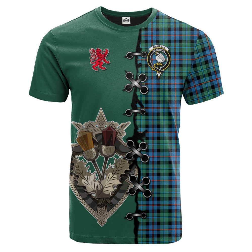 Campbell of Cawdor Ancient Tartan T-shirt - Lion Rampant And Celtic Thistle Style