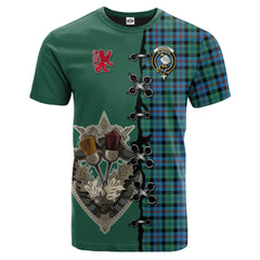 Campbell of Cawdor Ancient Tartan T-shirt - Lion Rampant And Celtic Thistle Style