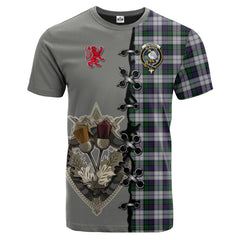 Campbell of Cawdor Dress Tartan T-shirt - Lion Rampant And Celtic Thistle Style