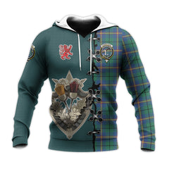 Carmichael Ancient Tartan Hoodie - Lion Rampant And Celtic Thistle Style