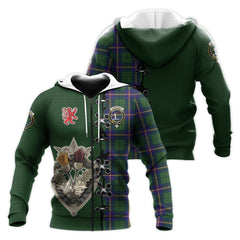 Carmichael Modern Tartan Hoodie - Lion Rampant And Celtic Thistle Style