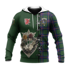 Carmichael Modern Tartan Hoodie - Lion Rampant And Celtic Thistle Style