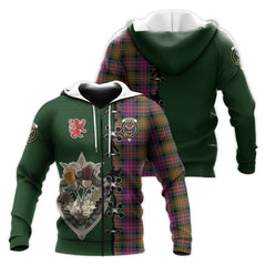 Carnegie Modern Tartan Hoodie - Lion Rampant And Celtic Thistle Style