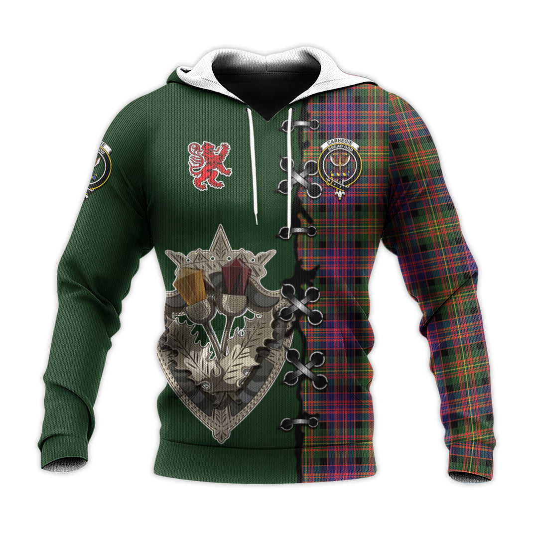 Carnegie Modern Tartan Hoodie - Lion Rampant And Celtic Thistle Style