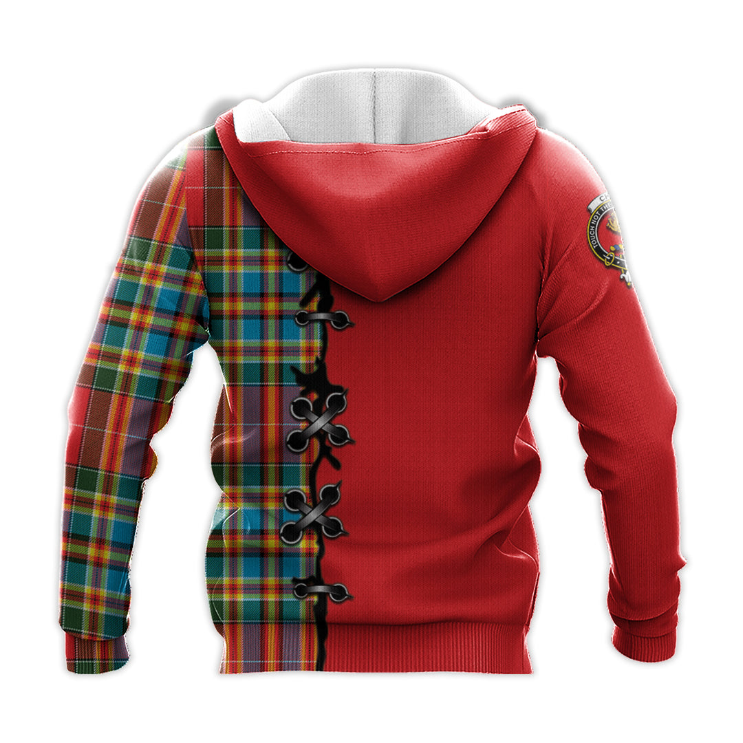 Chattan Tartan Hoodie - Lion Rampant And Celtic Thistle Style