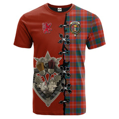 Chisholm Ancient Tartan T-shirt - Lion Rampant And Celtic Thistle Style