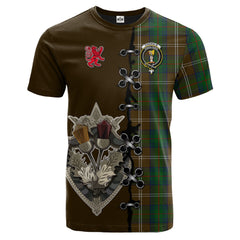 Chisholm Hunting Tartan T-shirt - Lion Rampant And Celtic Thistle Style